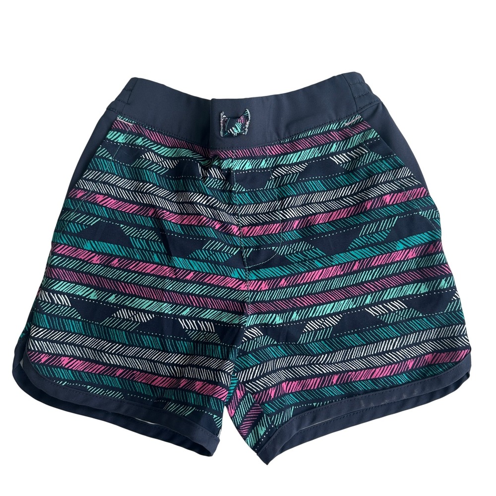 Columbia Kids Navy Teal Pink Geometric Omni-Shade Swim Shorts AA0015 Size 4T